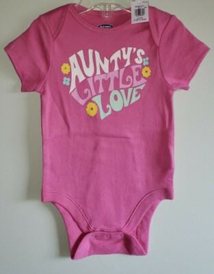 Old Navy Baby Girls 6-12 MONTHS Aunty's Little Love Bodysuit PINK Aunt #19221