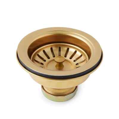 Signature Hardware 3-1/2'' Kitchen Sink Basket Strainer - Matte Gold Finish