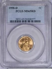 1958-D Lincoln Wheat Cent 1c PCGS MS65 RD