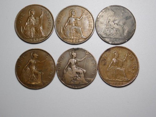 6 BRITISH UK GREAT BRITAIN ONE PENNY COIN LOT 1890 1909 1926 1947 1948 1961 - Picture 6 of 13