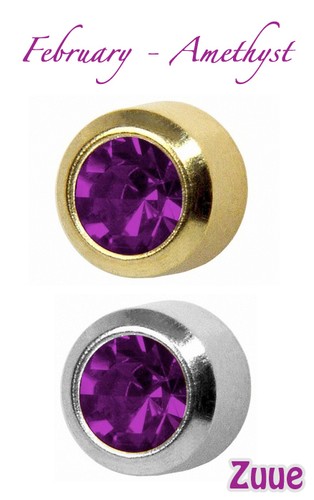 STUDEX PLUS BIRTHSTONES GOLD PLATED & STEEL BEZEL SET EAR PIERCING STUD EARRINGS - Picture 3 of 13