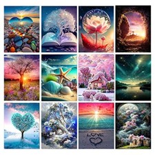 12 Pack Diamond Painting Kits for Adults,5D Landscape Diamond Art Kit for Beg...