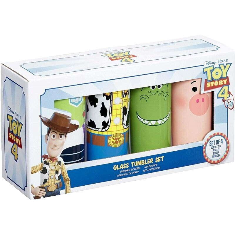 Disney Funko Toy Story Glasses Tumbler Set 4 Buzz Lightyear Woody Rex Hamm Pixar