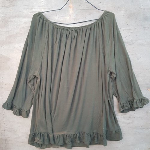 Threadz Womens Blouse Tunic Top Size 3XL Olive green 3/4 Sleeve - Picture 13 of 13