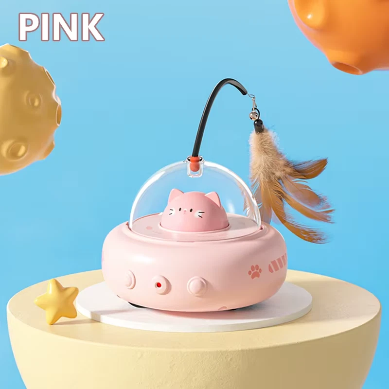 Smart Teaser Cat Toy Electric UFO Cat Teaser Stick with Bell