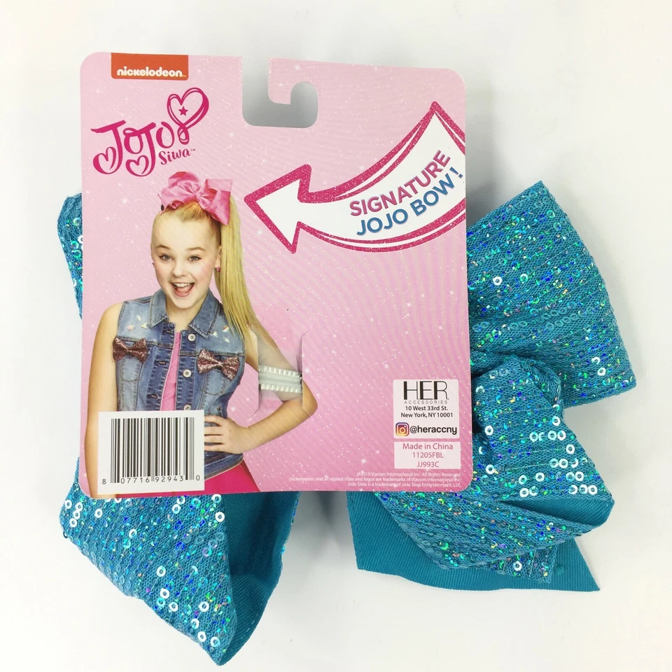 JoJo Siwa Grande Firma Azul Lentejuelas Pelo Moño Baile Animadora Arco NUEVO Foto 3 de 4