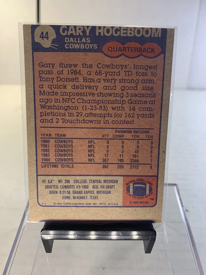 1985 Topps Gary Hogeboom Dallas Cowboys Mis-Cut Error EBay 1/1? Central Michigan - Image 4 of 4
