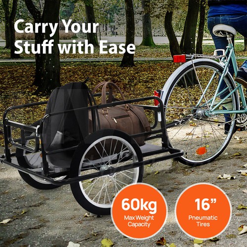 Bike Wagon Carrier Trailer 16" Tires - 60KG Cargo Luggage Cart for Bicycle - Picture 4 of 14