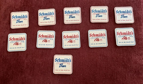 Vtg Schmidt's  Double Sided Cardboard Beer Coasters - Philadelphia - Lot of 11