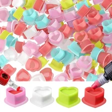200pcs Heart-Shaped Silicone Tattoo Ink Cups – Mixed Color Pigment Holders