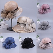 Womens Bridal Organza Tea Party Derby Hats Kentucky Church Hat Dress Fascinator