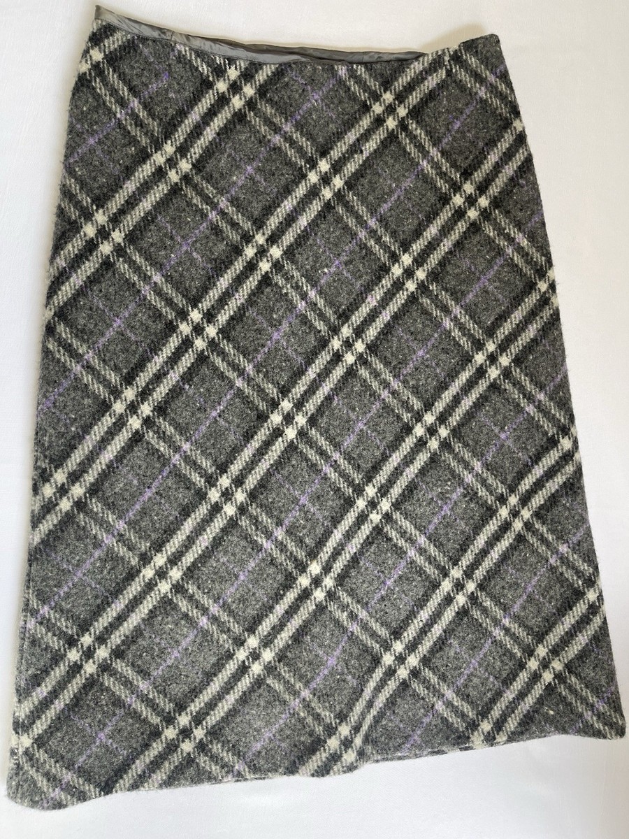 Vintage Burberry London Womens Plaid Wool Skirt Check Size 8 Made