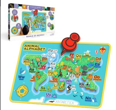 BRAND NEW: FAO Schwarz Interactive Map World of Animals 19.02 x 23.62 x 0.75 in