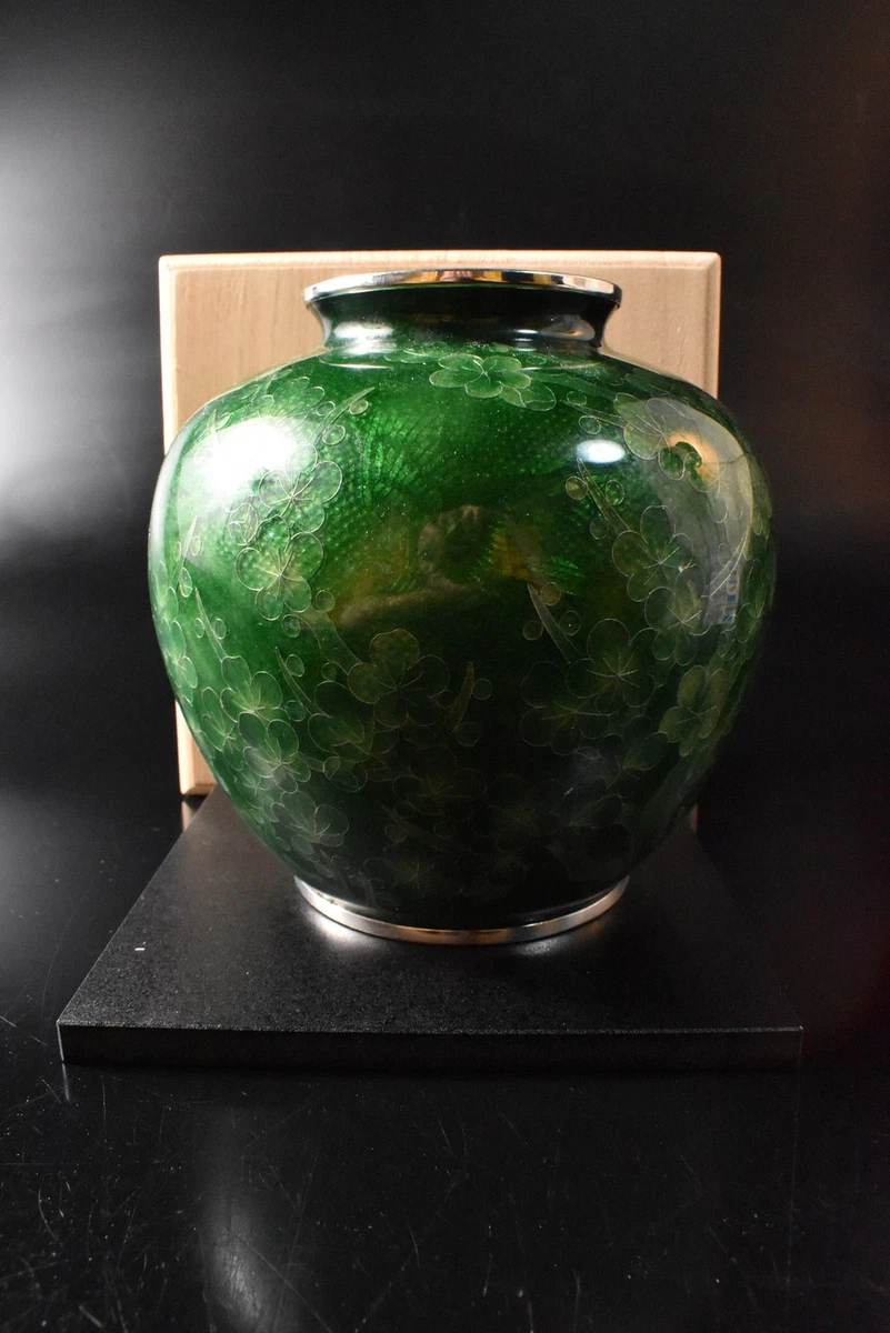 绿色景泰蓝日本古董花瓶| eBay
