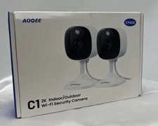 AOQEE 2K Indoor/Outdoor Wi-Fi Security Camera-2 Pack-Remote Viewing-NEW OPEN BOX