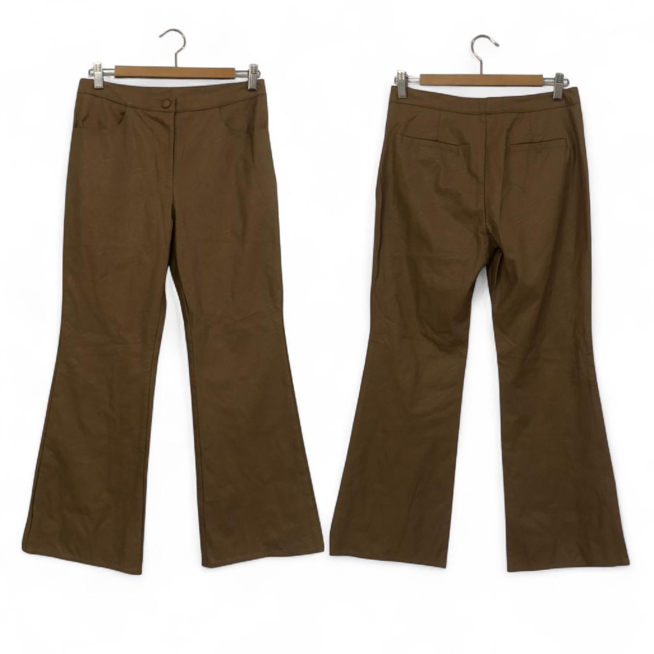 VICOLO beige hazelnut faux leather trousers size M