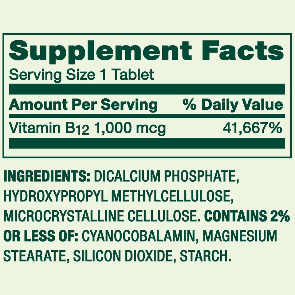 Spring Valley Vitamin B12 Supplement Timed-Release Tablets , 1000 mcg, 300 Count - Image 4 of 4