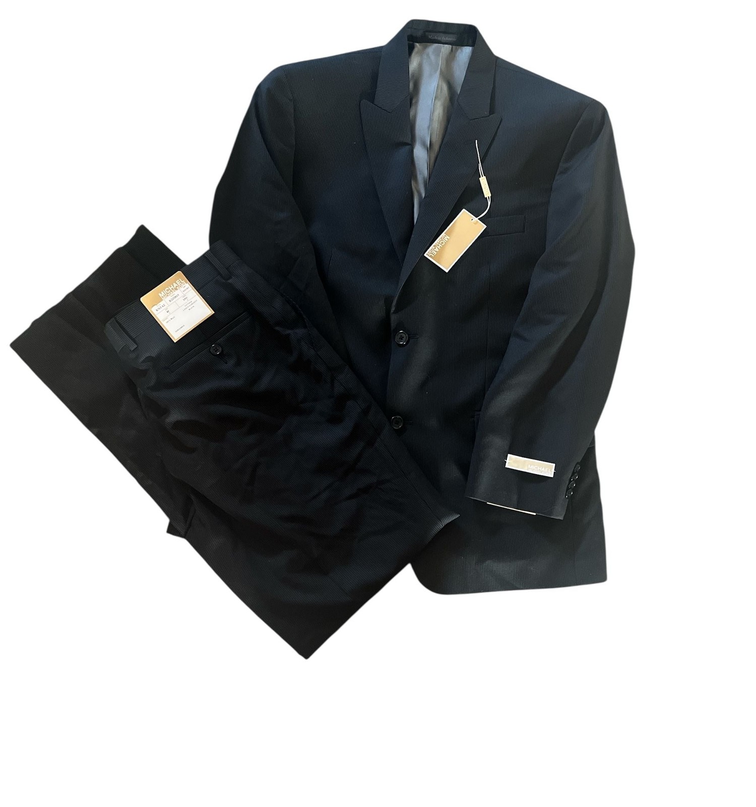 NWT Michael Kors Men's 100% Wool 2-Piece Suit Black 40 Short 33W Jacket/Pants