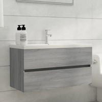 Waschbeckenunterschrank Badezimmer Grau Sonoma 90X38,5X45 Cm Holzwerkstoff