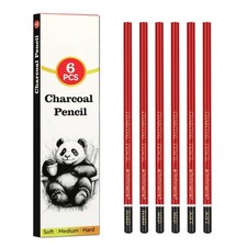 Professional Charcoal Pencils for drawing Set of 6 Black Charcoal Drawing Pen...