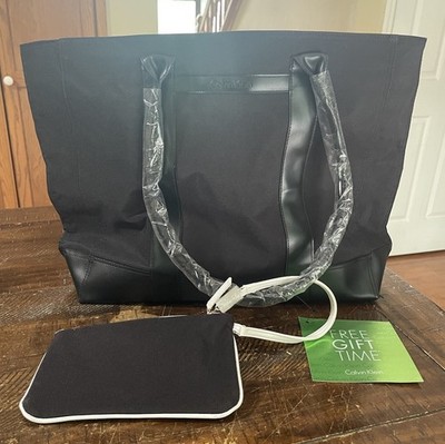 Calvin Klein Fragrances Tote & Makeup Bag Free Gift w/ Purchase NWT - Black