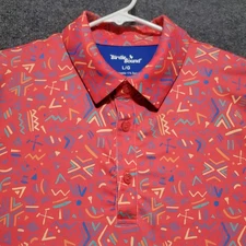 Birdie Bound Polo Shirt Mens Large Colorful Athletic Geometric Golf Casual Retro