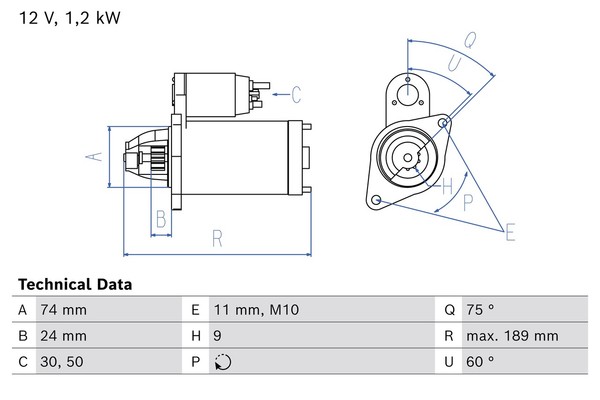 Bosch Anlasser Starter 1.2 Kw FüR Toyota Yaris 1.33 Vvt-I Auris 1.8 Urban-image