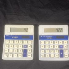 2 Vintage Texas Instruments TI-1795 Desktop Solar Calculator Clean Retro Works