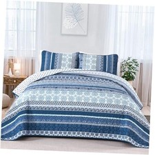 Boho Quilt Set Size Bohemian 3 Pieces Quilt Sets, Lightweight Full Navy Blue
