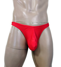 Men's Thong G-String T-Back Big Pouch Hot Red Large Nylon Made in USA