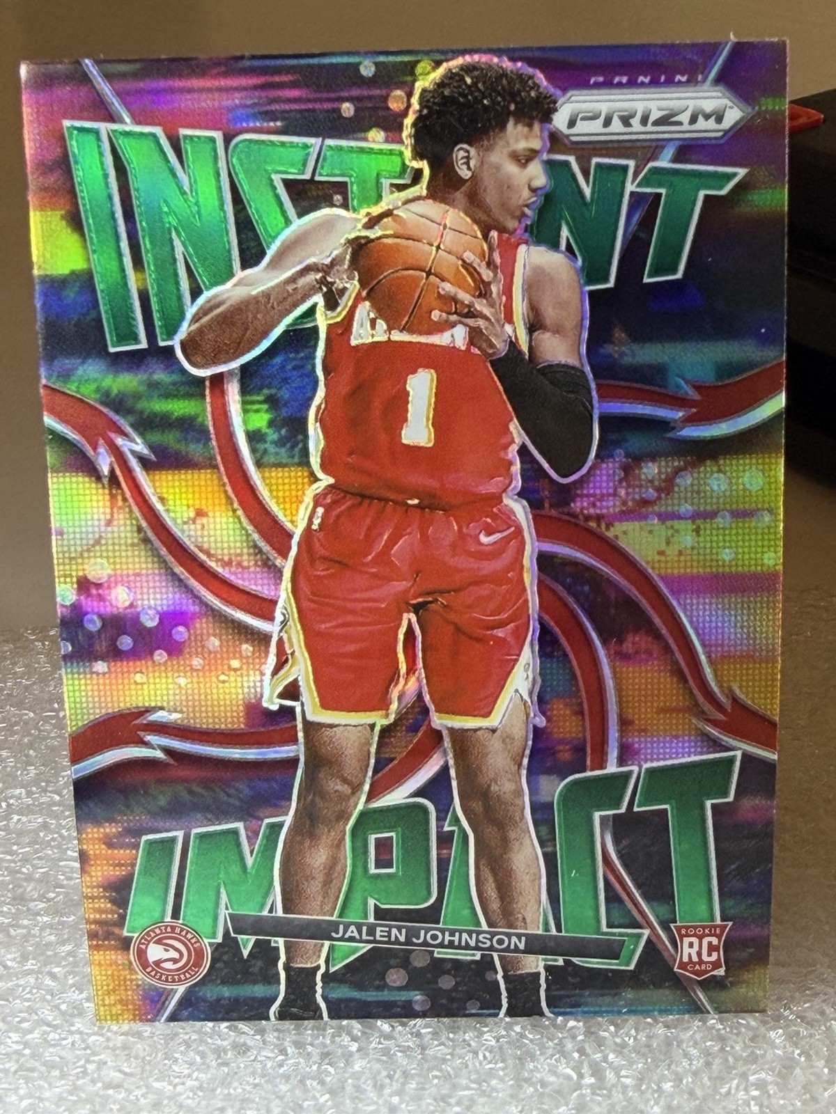 2021-22 Panini Prizm JALEN JOHNSON Green Prizm INSTANT IMPACT RC Hawks