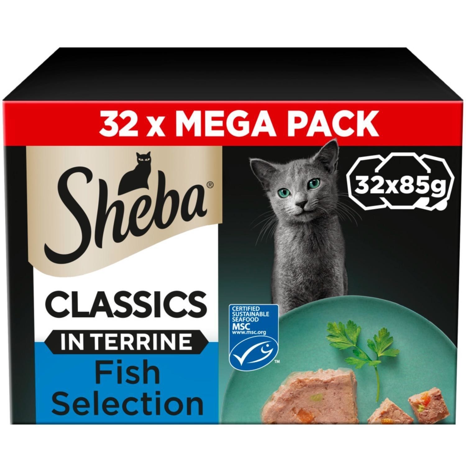 96 x 85g Sheba Classics Adult Wet Cat Food Trays Ocean Selection in Terrine - Image 6