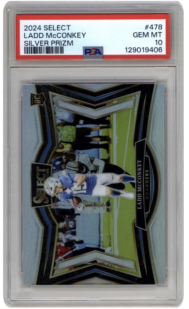 2024 Panini Select - Field Level Ladd McConkey #478 Silver Prizm (RC) PSA 10