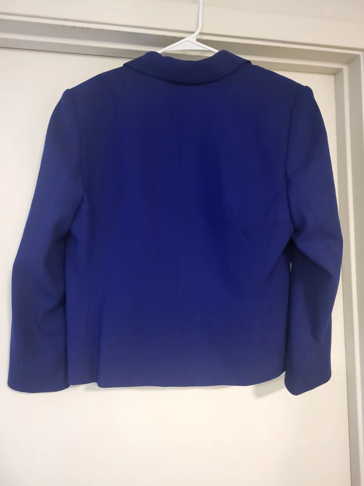 Chaqueta Kasper ASL Petite Azul Real Dorado Botón Talla 14P 100% Lana Foto 2 de 3