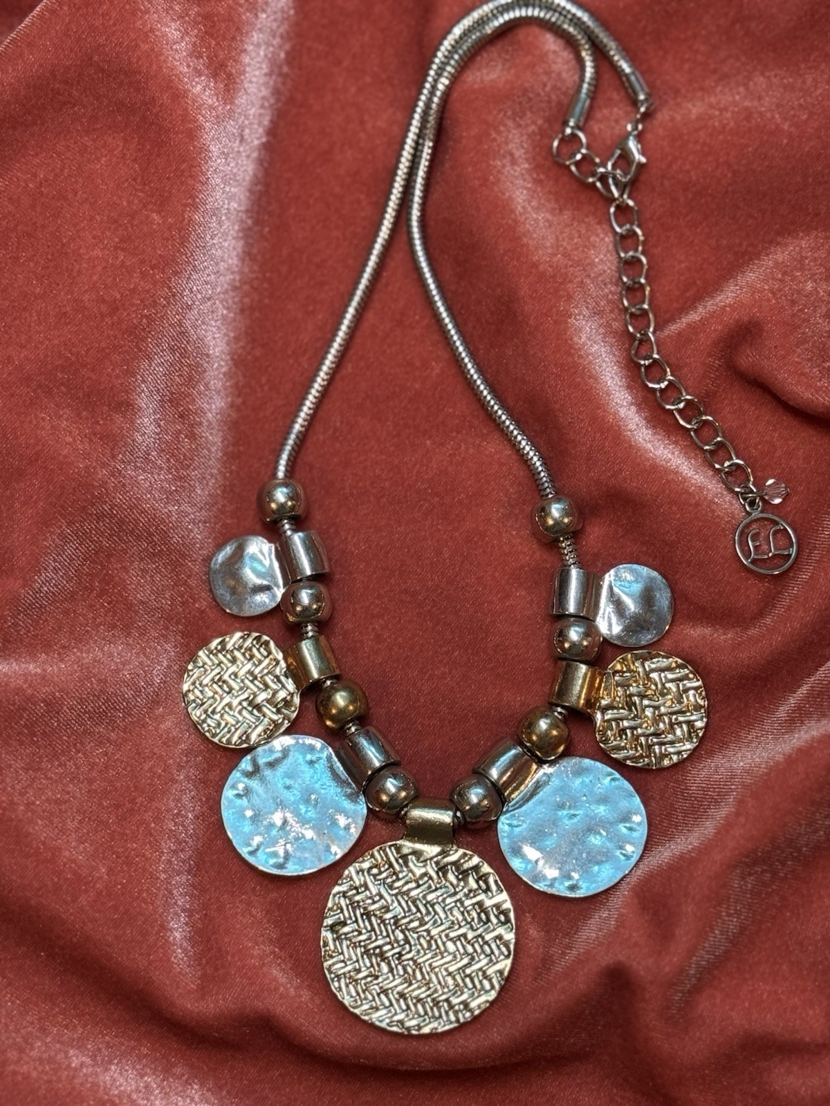 Erica Lyons Silver Gold Statement Reversible Disc… - image 3