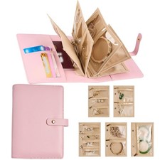 PU Leather Travel Jewelry Storage Box - Jewelry Binder Organizer with Zipper ...