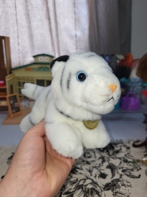 Aurora Miyoni White Bengal Tiger Cub Plush Stuffed Animal Striped Cat Laying 8''