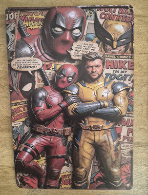 Deadpool & Wolverine Marvel Comics Motiv Metallblechschild Poster Schild 3D