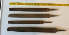 Vintage Tool Lot: four (4)  Assorted Metal Files Mixed Types Brands Sizes Used