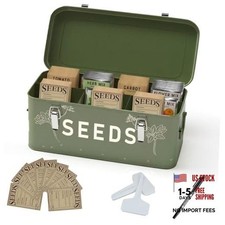 Metal Seed Storage Organizer, 4 Compartments, Vintage Dark Alloy Large Green