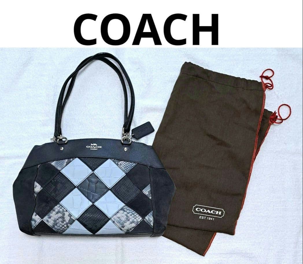 COACH handbag patchwork diamond pattern 30a - image 1