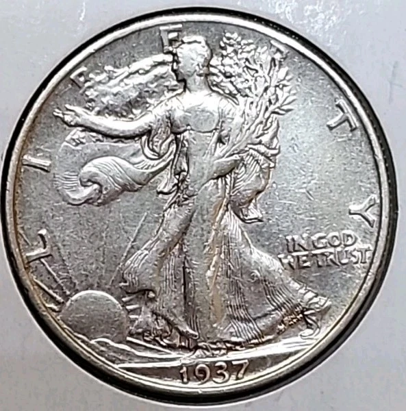 1937 P Walking Liberty Silver Half Dollar ■ AU ■ #2038 - Image 2 of 4