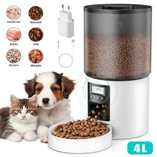 Wasserspender Automatischer Futterautomat Katzenbrunnen 4L Timer Voice Recorder