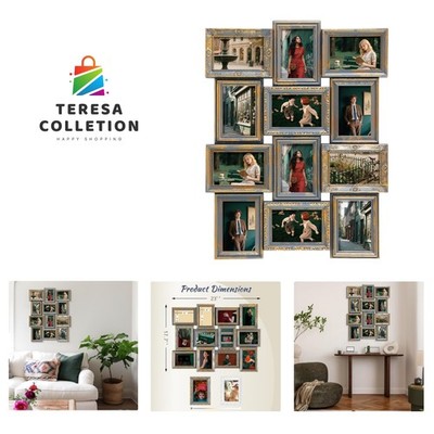 Lightweight 12-Opening Vintage Collage Frame with Dual Hanging Options
