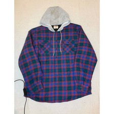 Wrangler Flannel Jacket Mens XL Blue Plaid Hooded Quilted Lined 10ZHEEPAB NEW