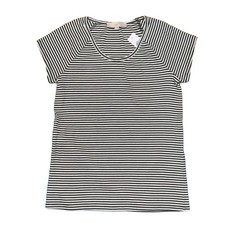 NWT LOFT Ribbed Caper White Striped Raglan Scoop Neck Tee - SIZE MEDIUM