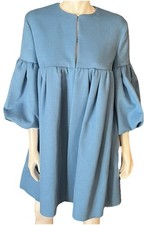 Valentino Angora Wool Light Blue Empire Waist Babydoll Dress NWT $4500 Sz42/US 6