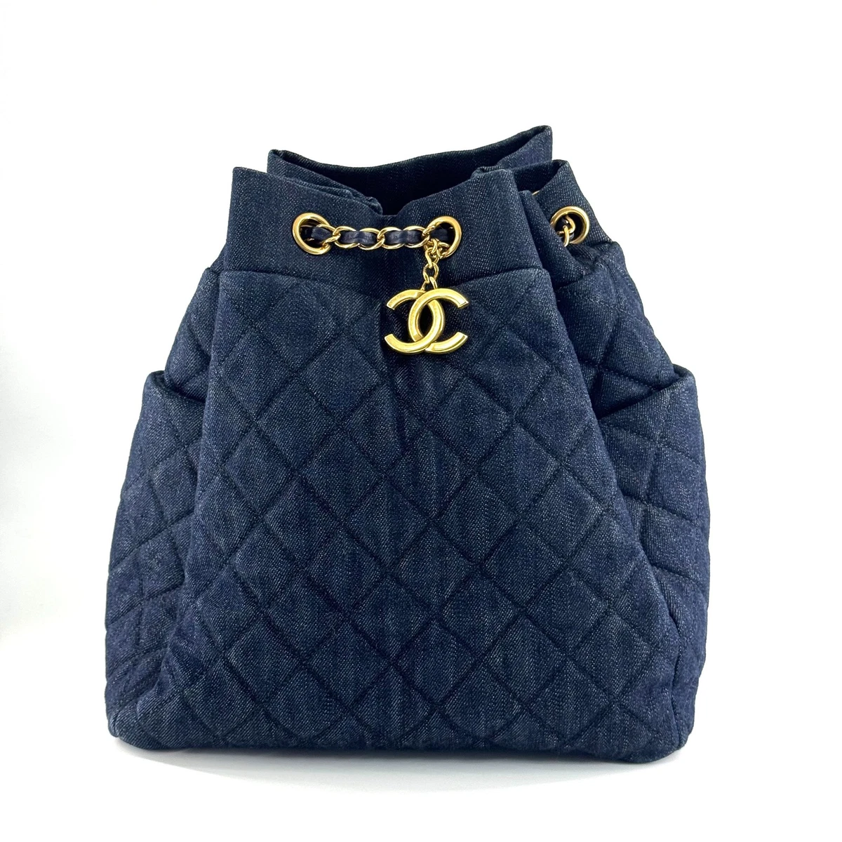 CHANEL Drawstring Denim Exterior Bags & Handbags for Women for