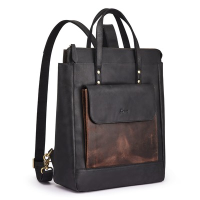 Genuine Leather Backpack Purse for Women Men Vintage Rucksack Handbag Travel ...