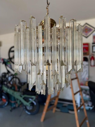 VINTAGE 3 TIER Acrylic TRIANGULAR PRISM CHANDELIER